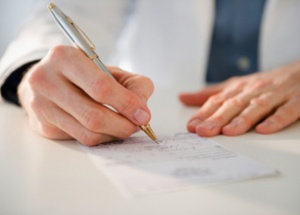 doctor writing